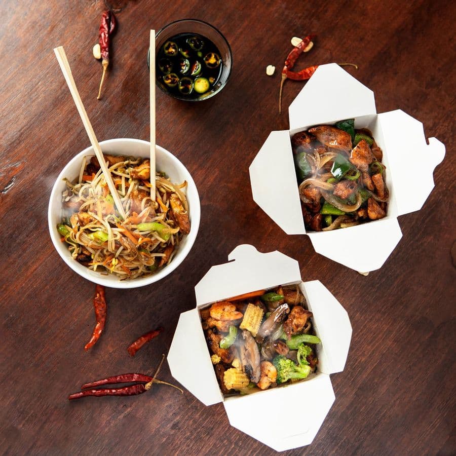 Chinese takeaway boxes ready to go